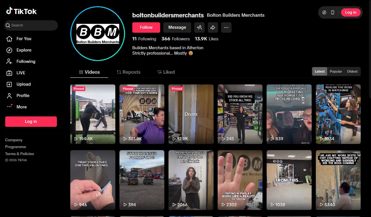 Bolton Builders Merchants social media